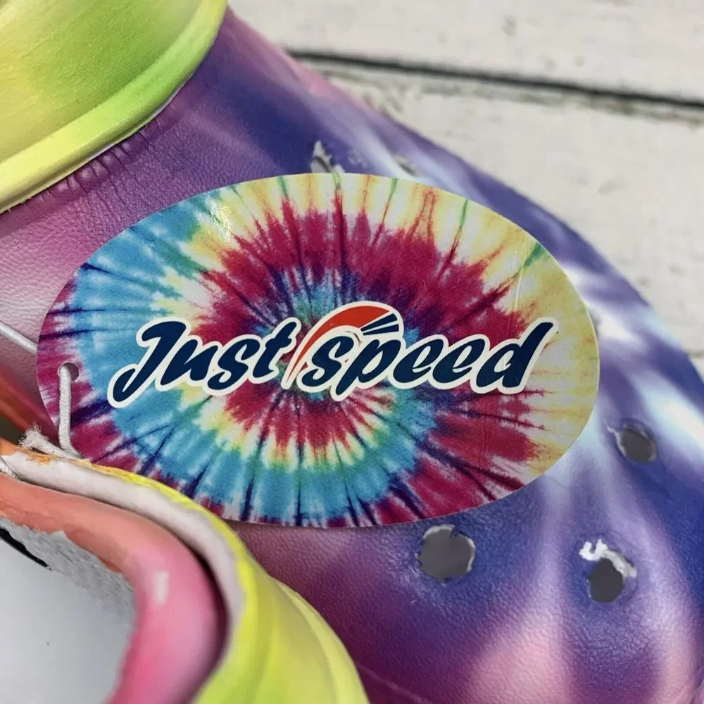 Just‎ Speed [Size 7] Tie Dye Clogs Sandals Slip On Shoes Purple Yellow New